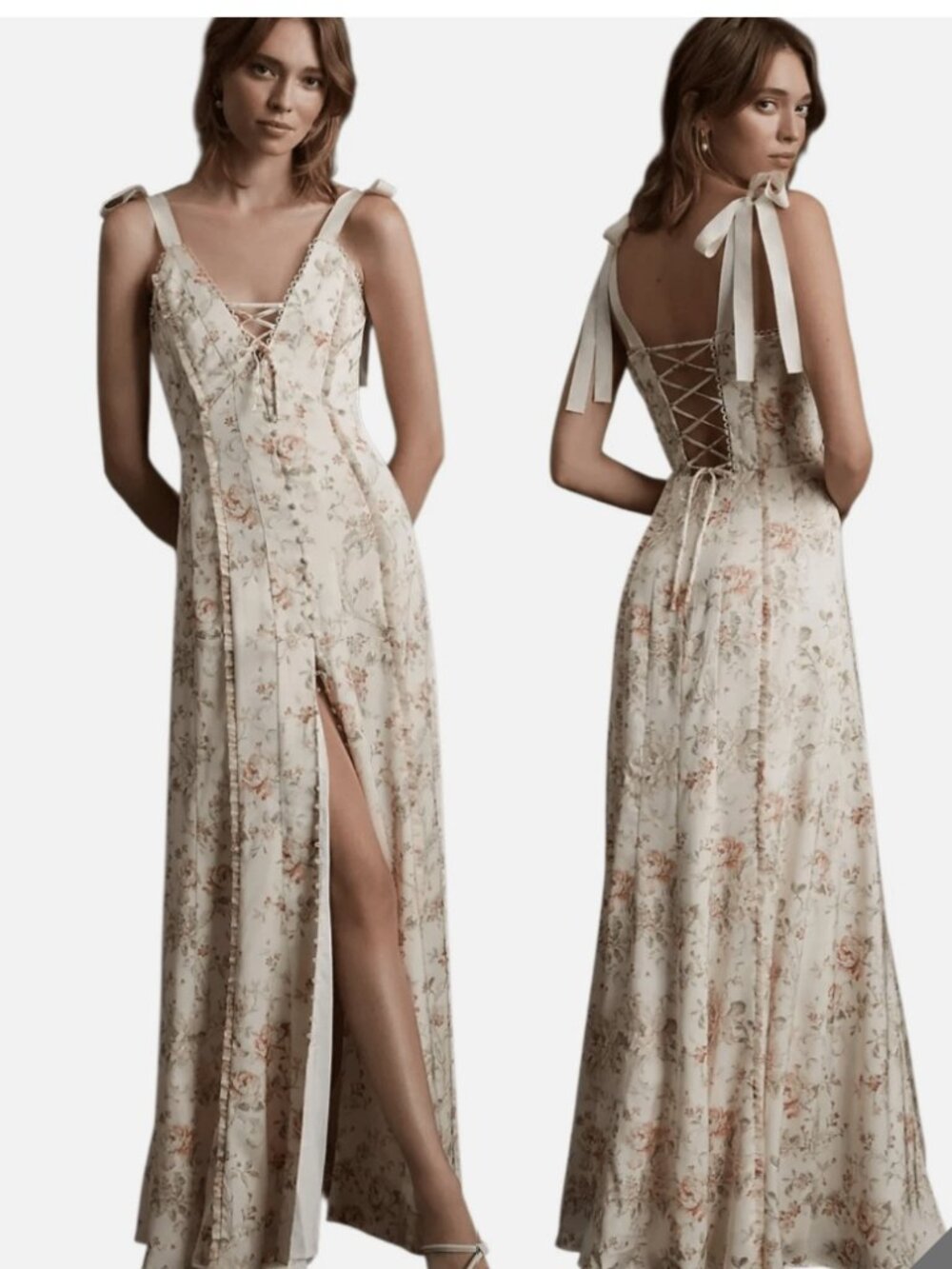 V. Chapman Eden Floral Print Babydoll Coquette Victorian Maxi 4